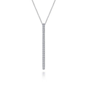 Gabriel 14K White Gold Diamond Bar Pendant Necklace