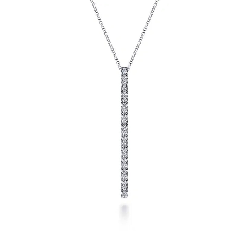 Gabriel 14K White Gold Diamond Bar Pendant Necklace