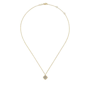 Gabriel 14K Yellow Gold Rope Clover Diamond Pendant Necklace