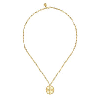 Gabriel & Co. 14K Yellow Gold Textured Diamond Medallion Hollow Chain Necklace - NAGI