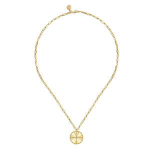 Gabriel 14K Yellow Gold Textured Diamond Medallion Hollow Chain Necklace