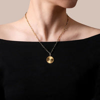 Gabriel & Co. 14K Yellow Gold Textured Diamond Medallion Hollow Chain Necklace - NAGI