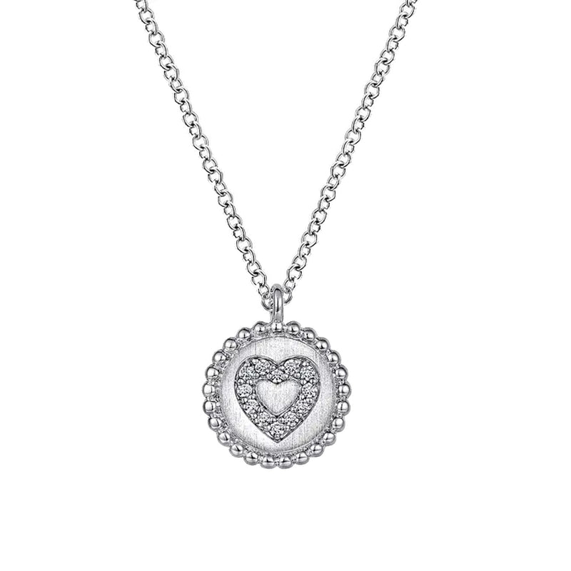 Gabriel Sterling Silver Bujukan Diamond Heart Pendant Necklace