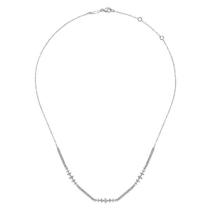 Gabriel 14k White Gold Bar and Prong-Set Diamond Necklace
