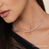 Gabriel & Co. 14K White Gold Tennis Diamond Necklace