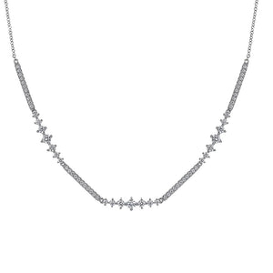 Gabriel 14k White Gold Bar and Prong-Set Diamond Necklace
