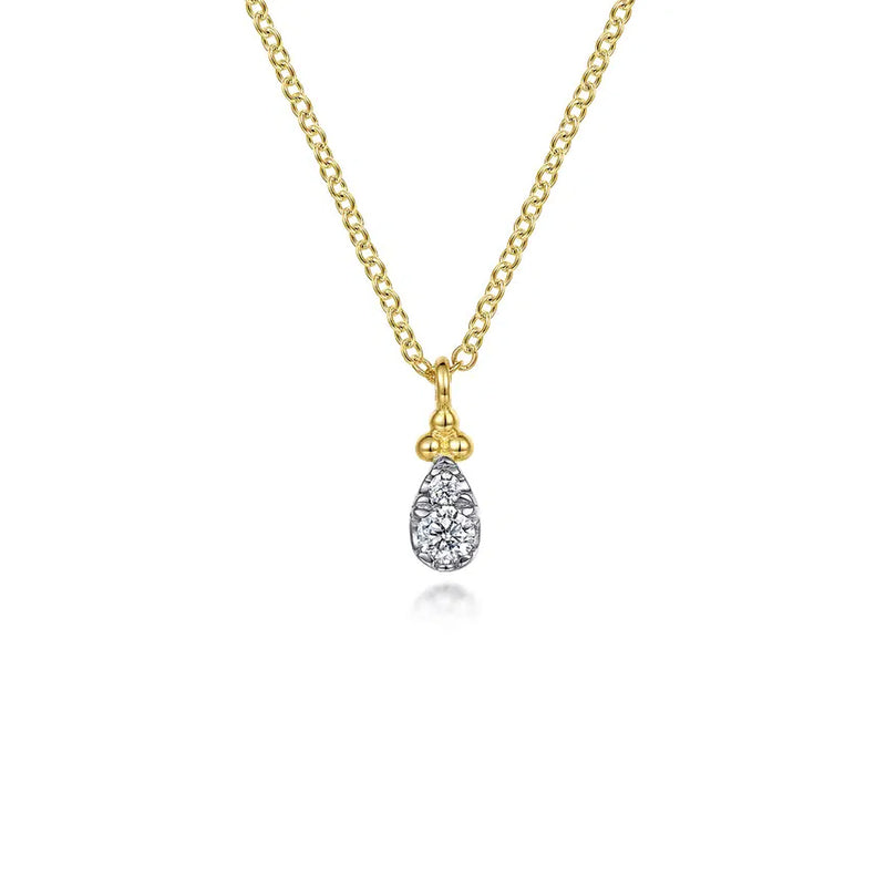 Gabriel 14K Yellow Gold Diamond Bujukan Teardrop Pendant Necklace