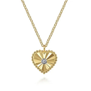 Gabriel 14K White and Yellow Gold Diamond and Heart Pendant Necklace