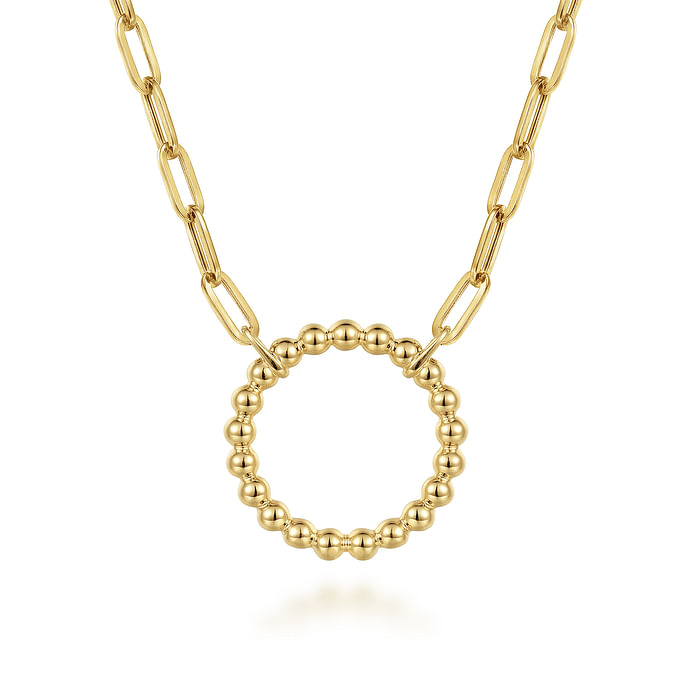 Gabriel & Co. 14K Yellow Gold Chain Necklace with Bujukan Circle - NAGI