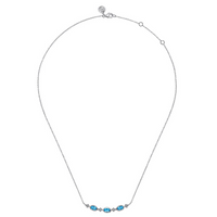 Gabriel & Co. Sterling Silver Blue Topaz Curved Bar Necklace