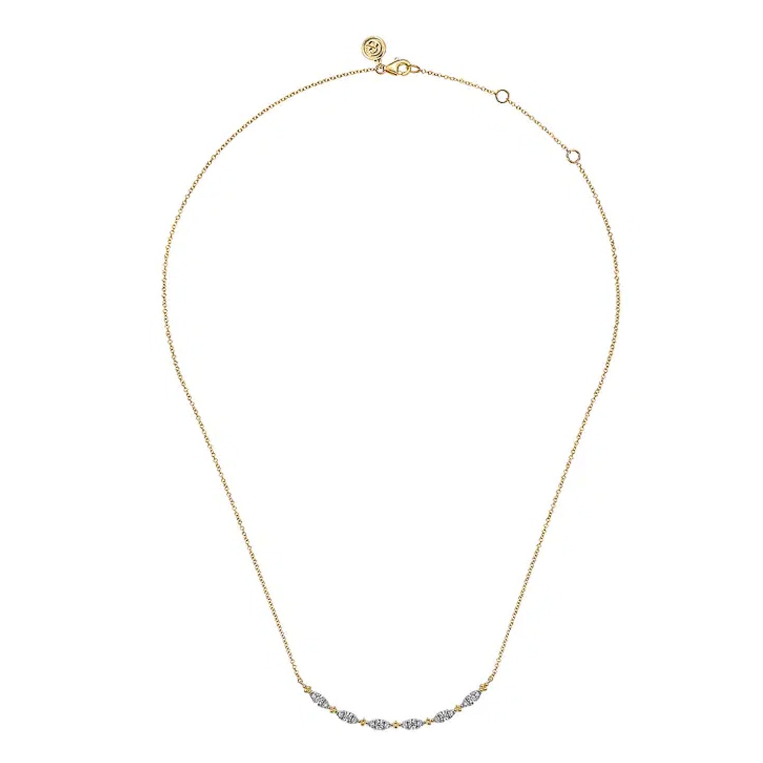 Gabriel & Co. 14K Yellow Gold Diamond Curved Bar Necklace