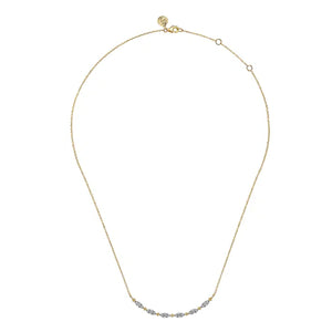 Gabriel 14K Yellow Gold Curved Bujukan Bar Diamond Necklace