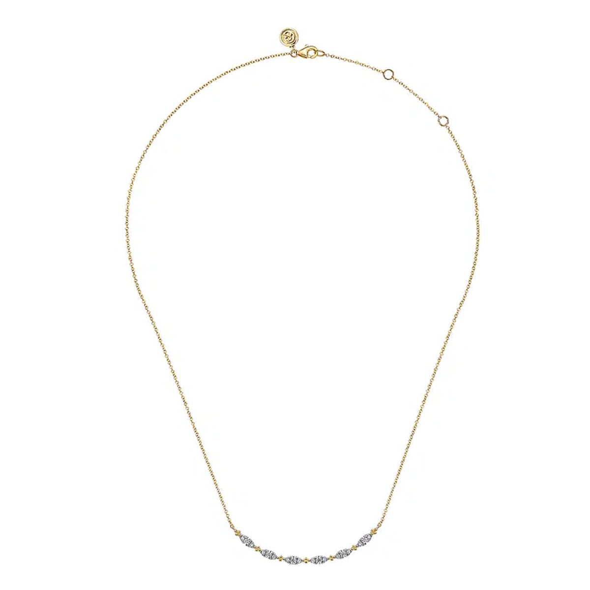 Gabriel & Co. 14K Yellow Gold Diamond Curved Bar Necklace