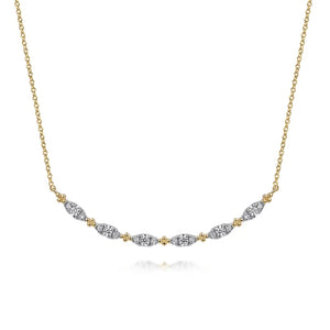 Gabriel 14K Yellow Gold Curved Bujukan Bar Diamond Necklace