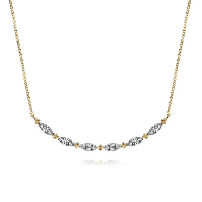 Gabriel 14K Yellow Gold Curved Bujukan Bar Diamond Necklace