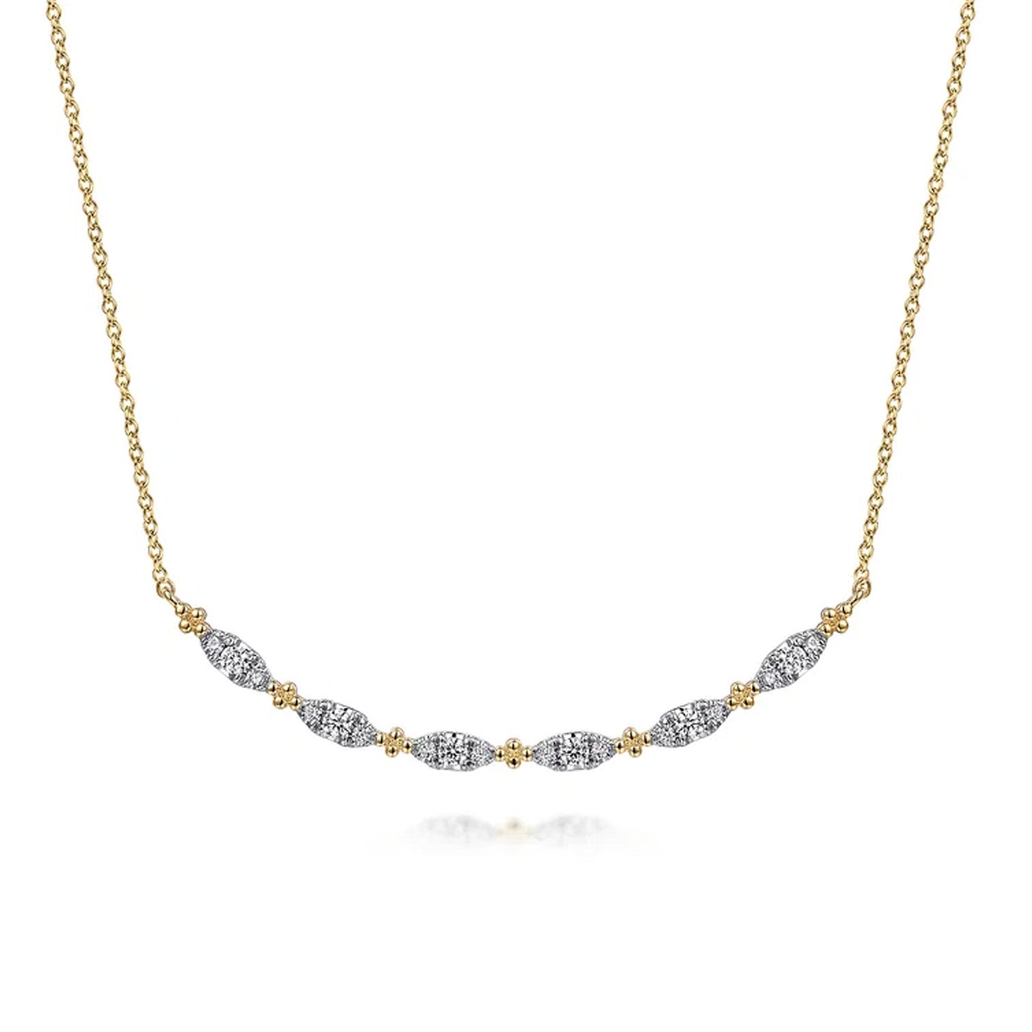 Gabriel & Co. 14K Yellow Gold Diamond Curved Bar Necklace