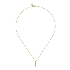 Gabriel 14K Yellow Gold Rainbow Color Stone Bar Necklace