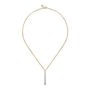 Gabriel 14K White and Yellow Gold Diamond Vertical Bar Link Necklace