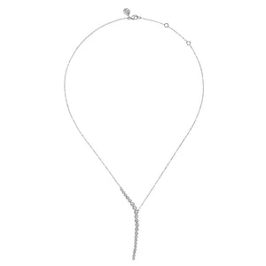 Gabriel 14k White Gold Y Diamond Necklace