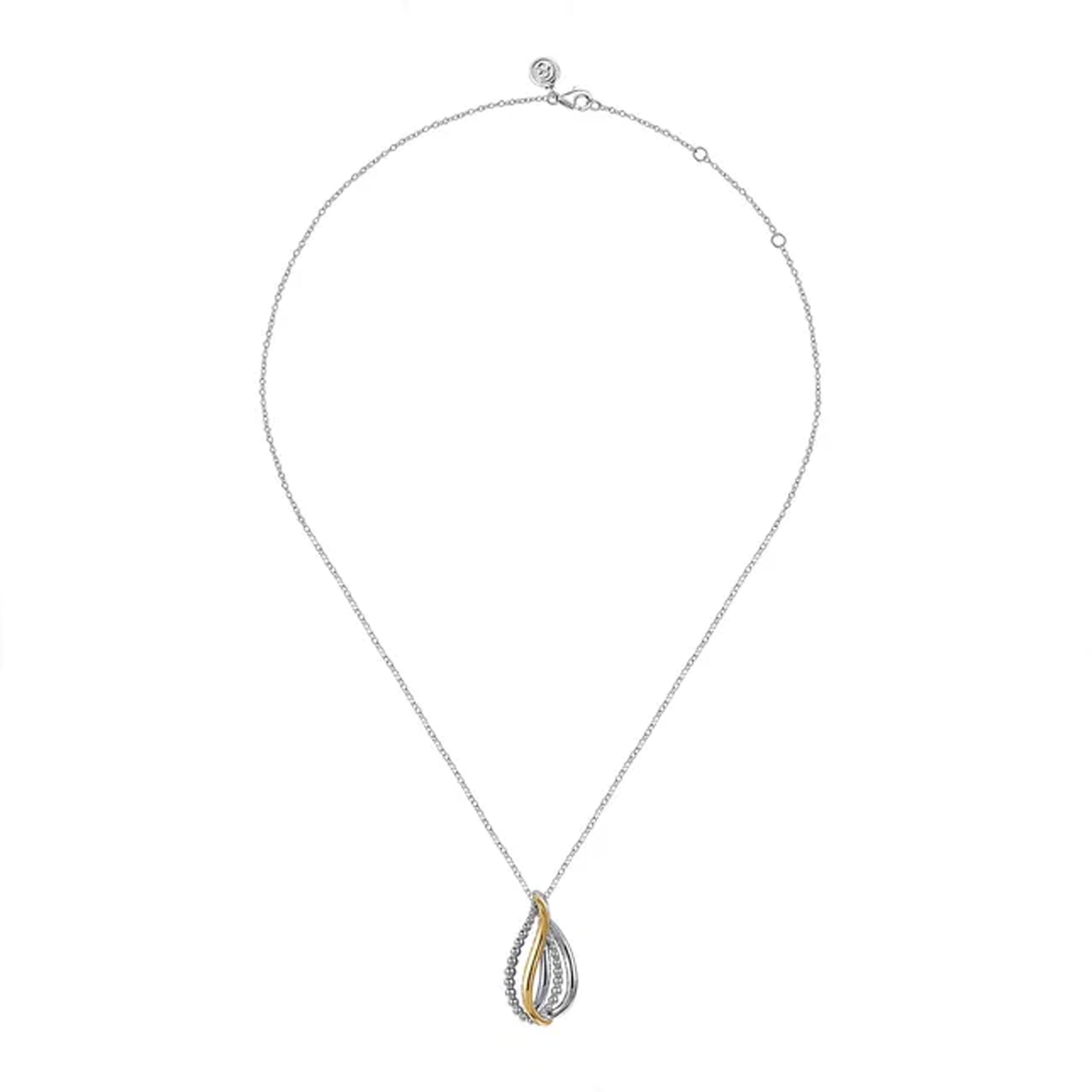 Gabriel & Co. Sterling Silver and 14K Yellow Gold Teardrop Necklace