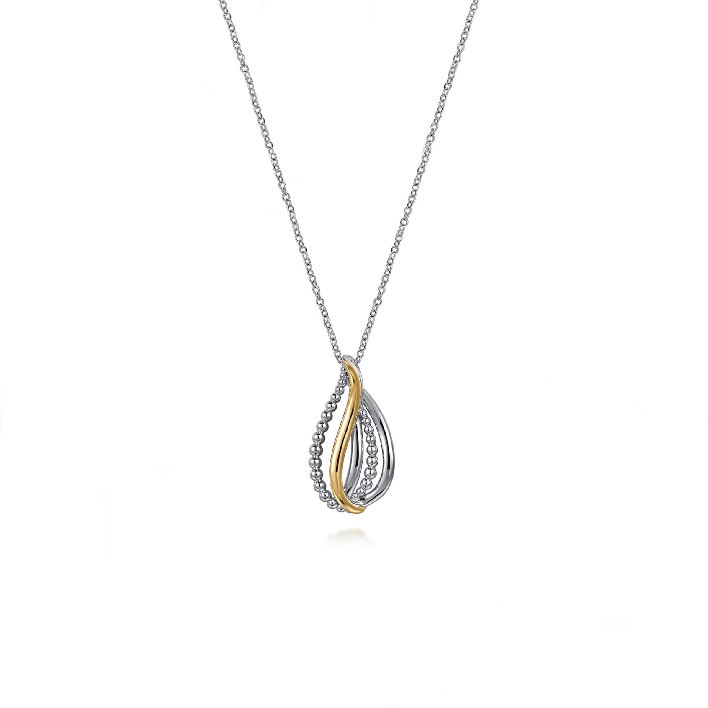 Gabriel & Co. Sterling Silver and 14K Yellow Gold Teardrop Necklace