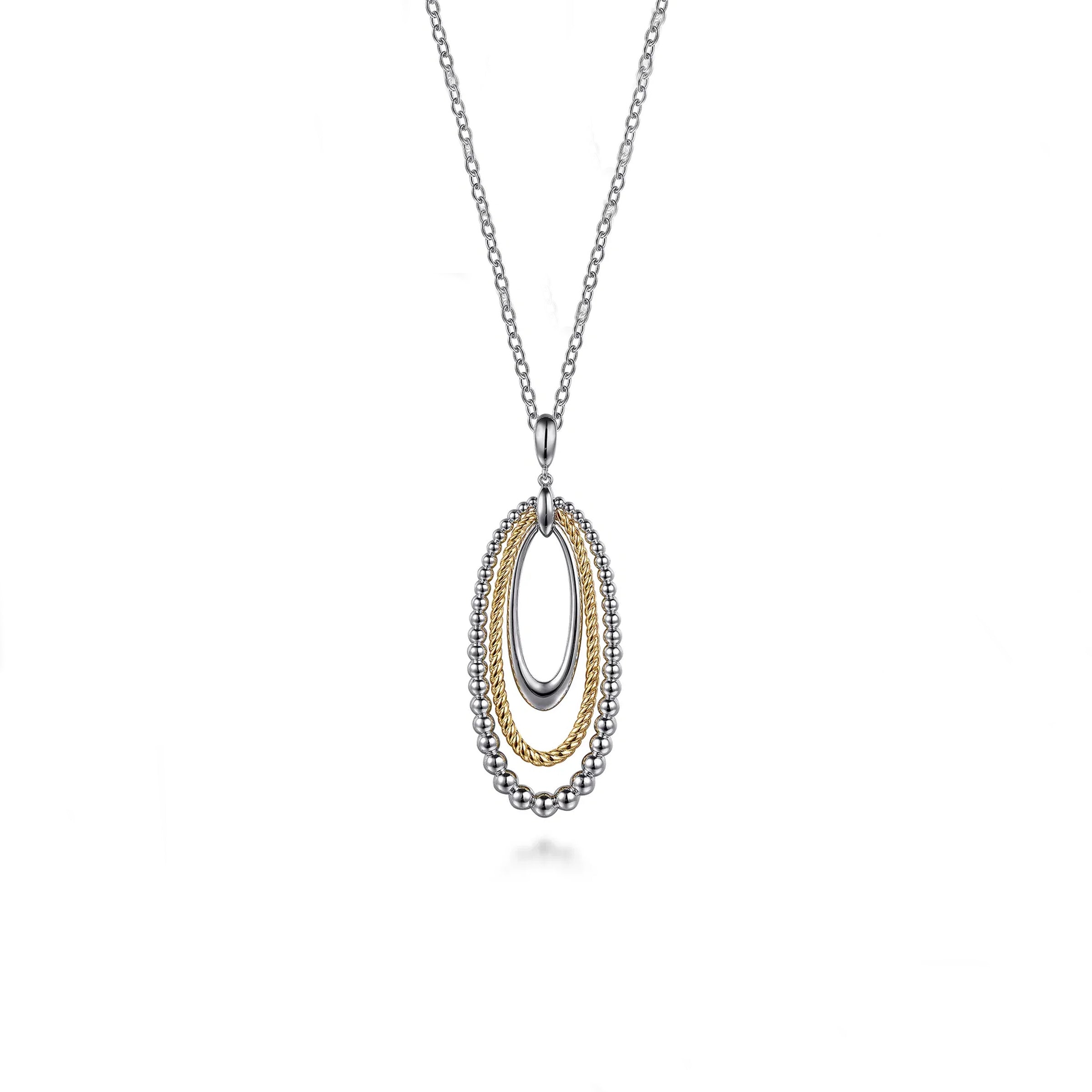 Gabriel & Co. Sterling Silver and 14K Yellow Gold Rope Circle Necklace
