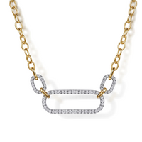 Gabriel & Co. 14K White Gold & Yellow Gold Diamond Link Chain Necklace - NAGI