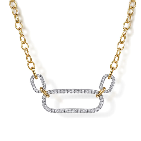 Gabriel & Co. 14K White Gold & Yellow Gold Diamond Link Chain Necklace