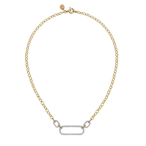 Gabriel & Co. 14K White & Yellow Gold Diamond Link Chain Necklace