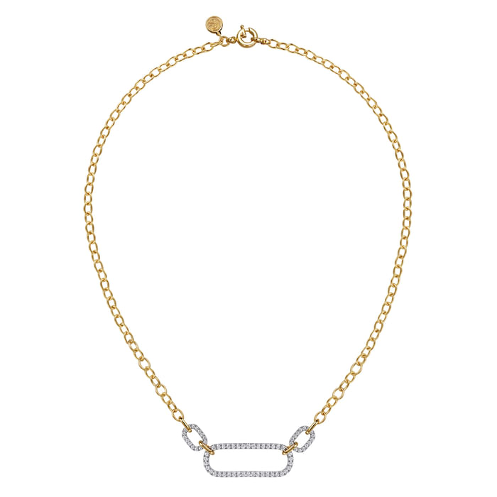 Gabriel & Co. 14K White Gold & Yellow Gold Diamond Link Chain Necklace