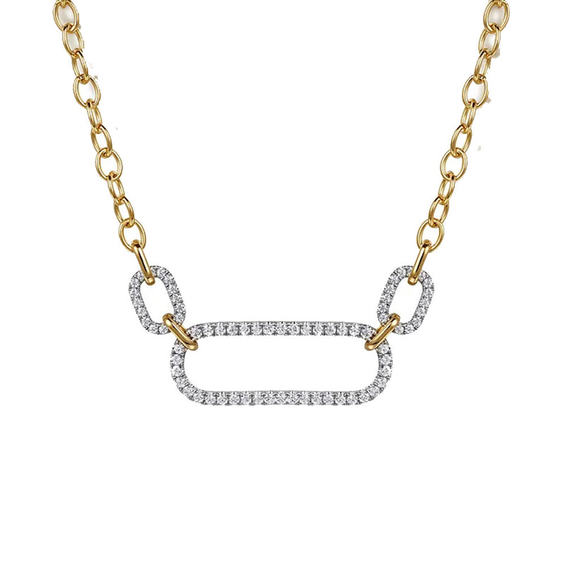 Gabriel & Co. 14K White & Yellow Gold Diamond Link Chain Necklace