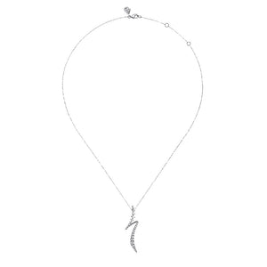 Gabriel 14K White Gold Graduating Diamond Bypass Swirl Pendant Necklace