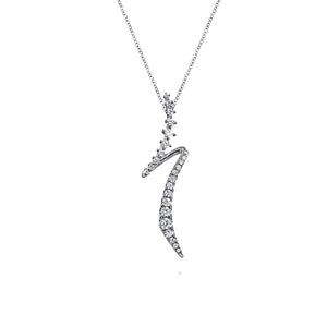 Gabriel 14K White Gold Graduating Diamond Bypass Swirl Pendant Necklace