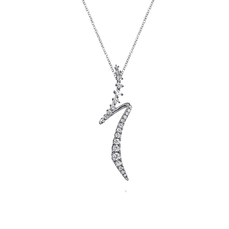 Gabriel 14K White Gold Graduating Diamond Bypass Swirl Pendant Necklace