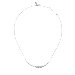 Gabriel 14K White Gold Graduating Diamond Bar Necklace