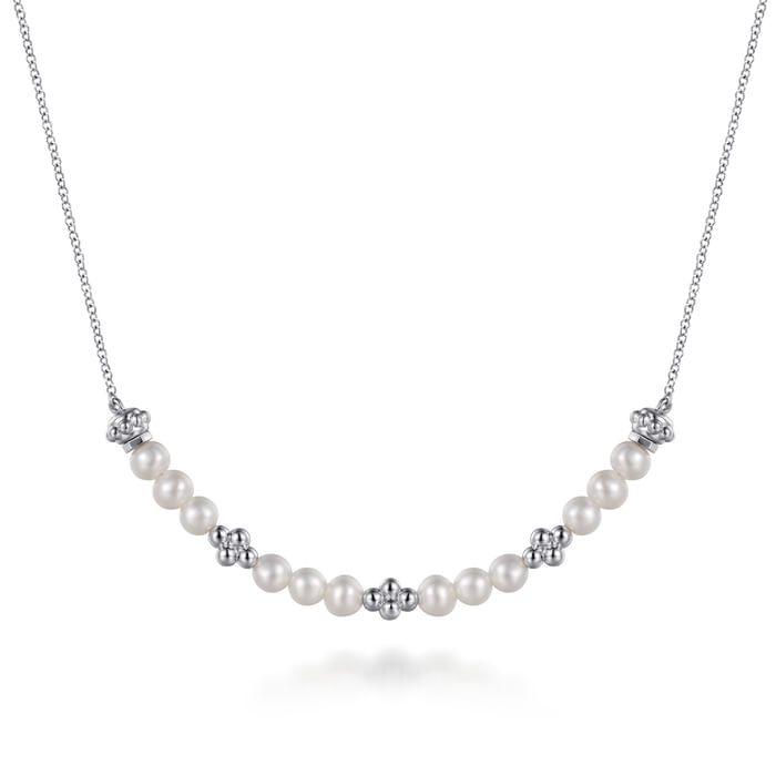 Gabriel & Co. Sterling Silver Bujukan Pearl Station Necklace