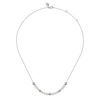 Gabriel & Co. Sterling Silver Bujukan Pearl Station Necklace