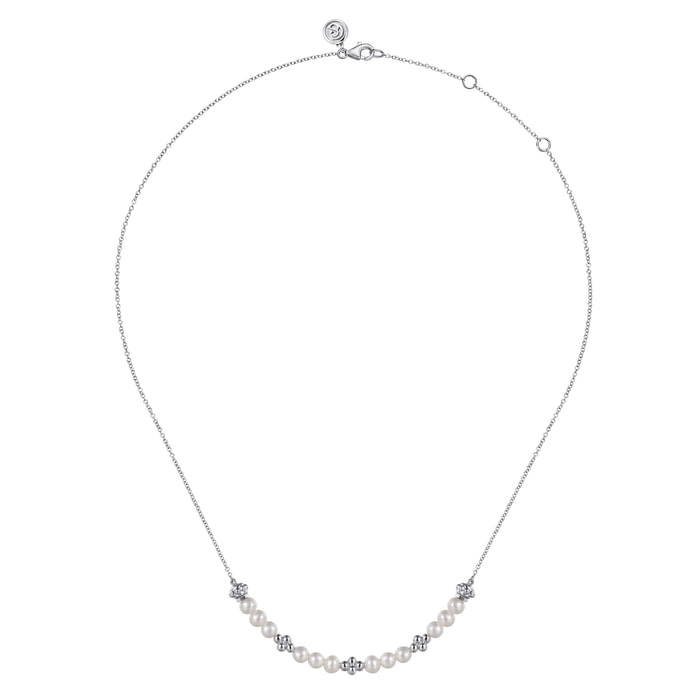Gabriel & Co. Sterling Silver Bujukan Pearl Station Necklace