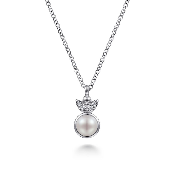 Gabriel & Co. Sterling Silver Diamond Bujukan Pearl Pendant Necklace - NAGI