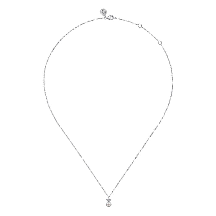 Gabriel & Co. Sterling Silver Diamond Bujukan Pearl Pendant Necklace - NAGI