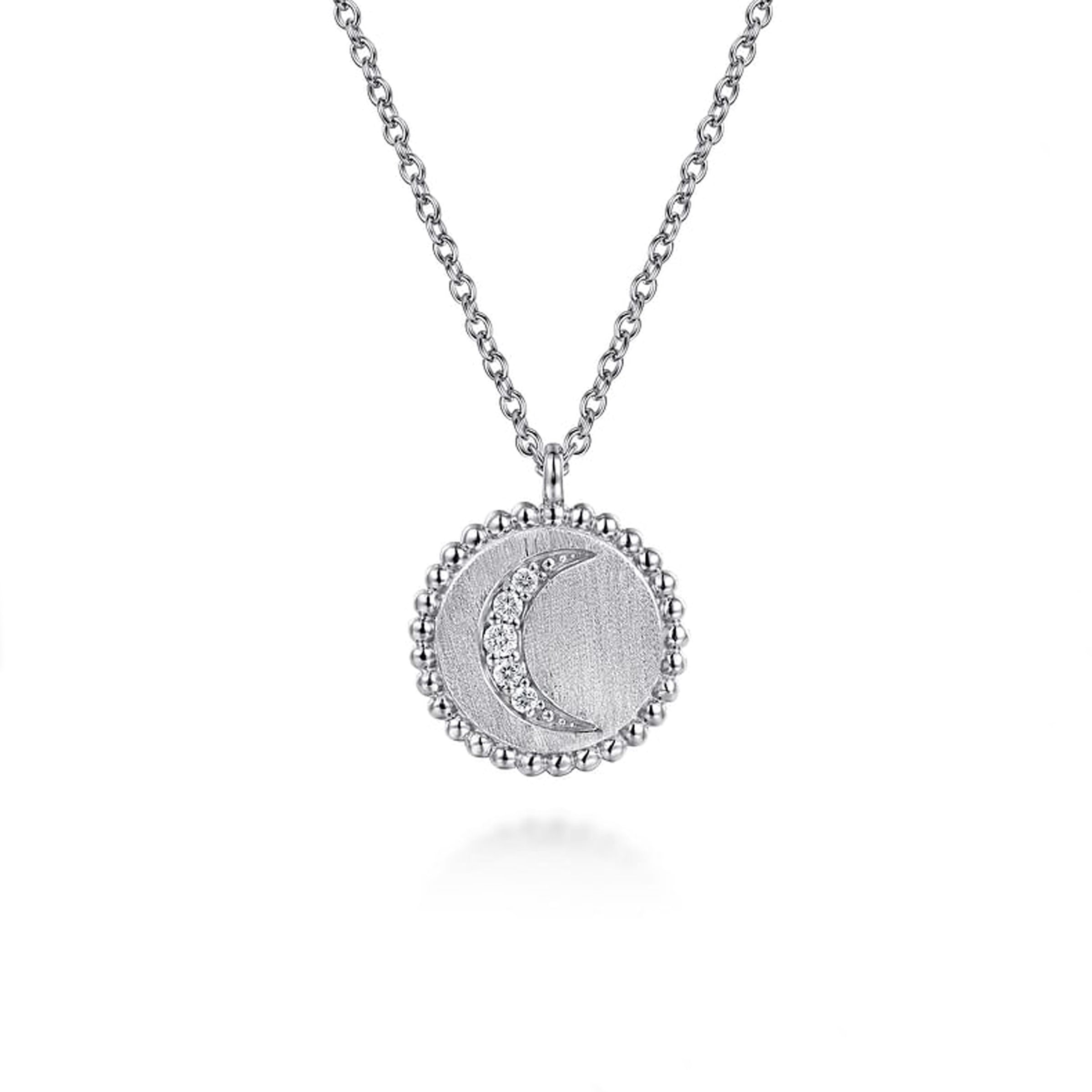 Gabriel & Co. Sterling Silver Diamond Bujukan Moon Medallion Necklace