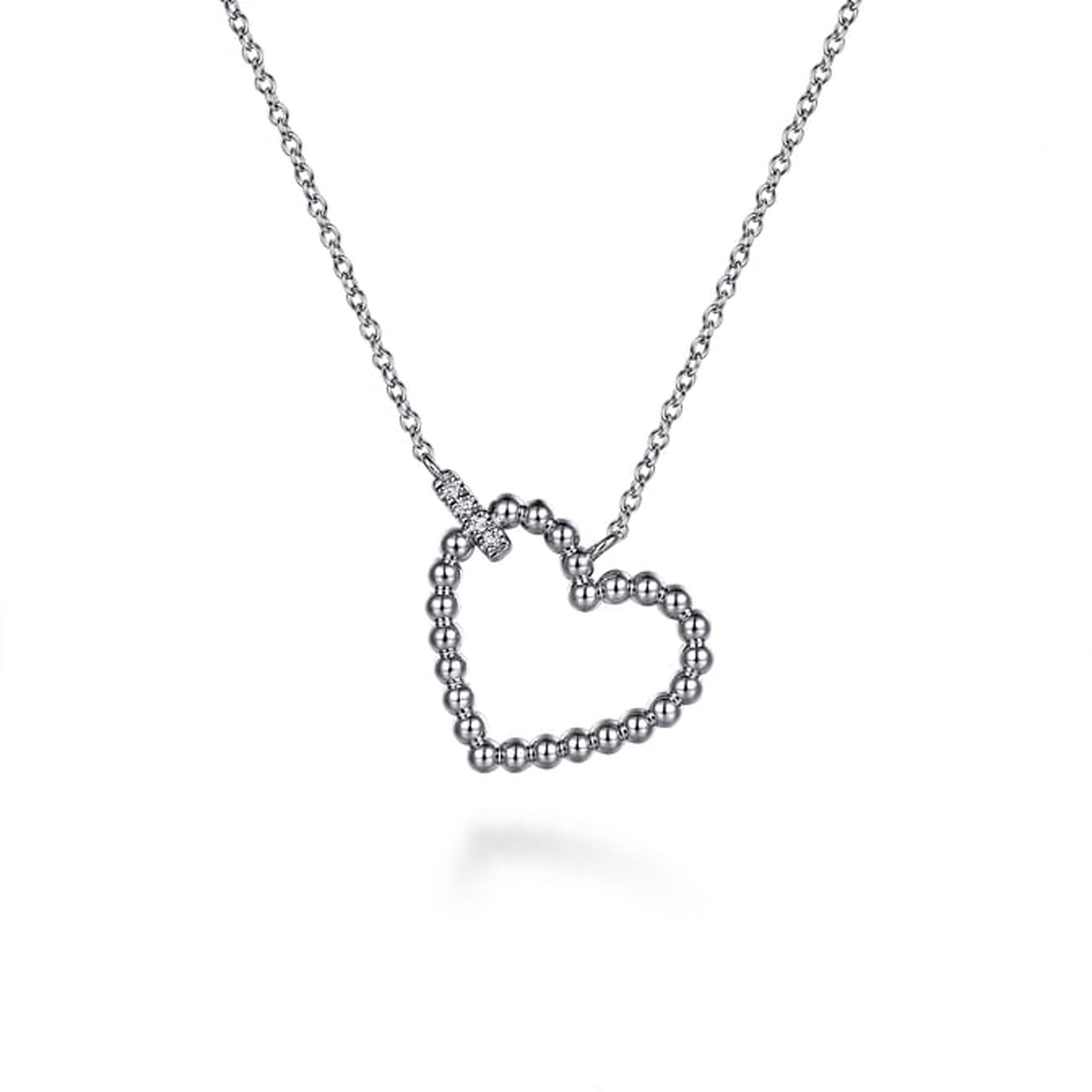 Gabriel  & Co. Sterling Silver Bujukan Heart Diamond Necklace