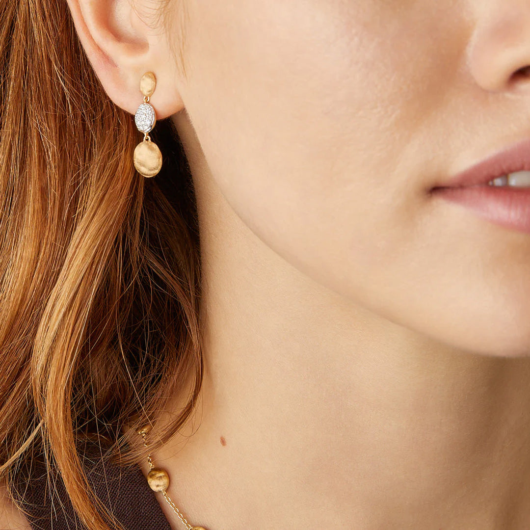 Marco Bicego 18K Yellow Gold Siviglia Diamond Long Drop Earrings