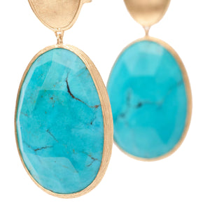 Marco Bicego 18K Yellow Gold Lunaria Double Drop Turquoise Earring