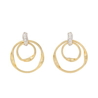 Marco Bicego 18K Yellow Gold Hand Twisted Wire Diamond Earrings