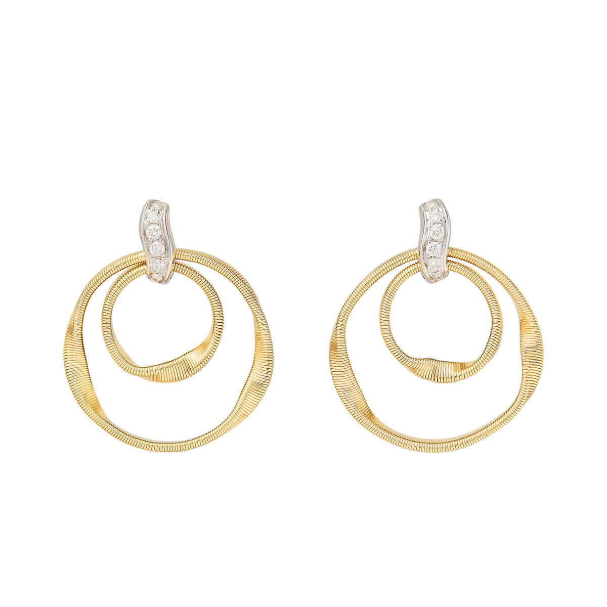 Marco Bicego 18K Yellow Gold Hand Twisted Wire Diamond Earrings