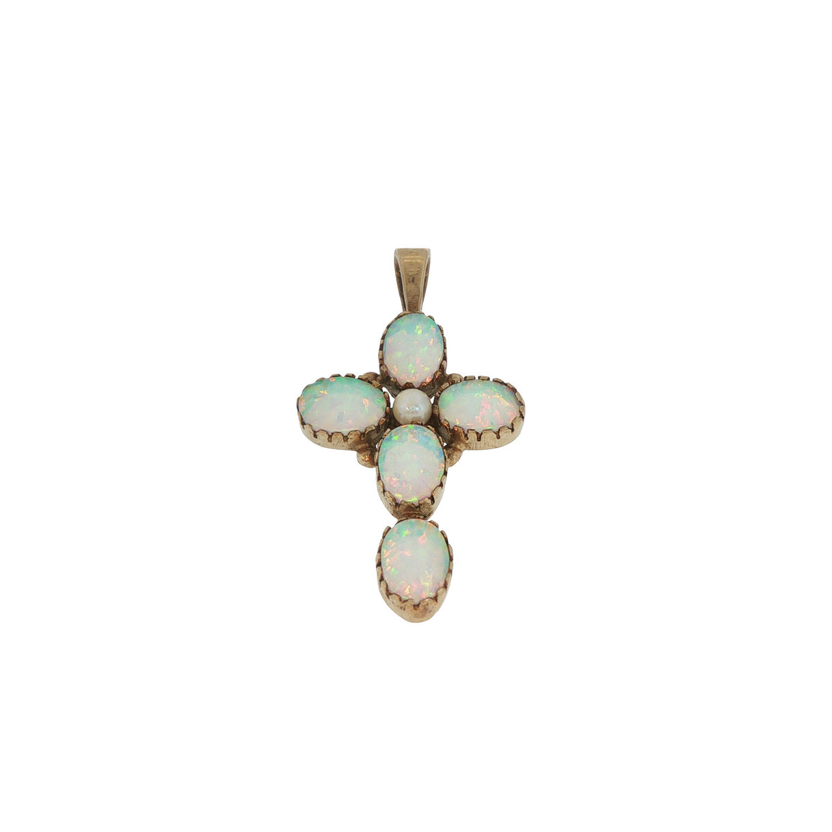 Pre-Owned 9K Yellow Gold Opal and Pearl Pendant