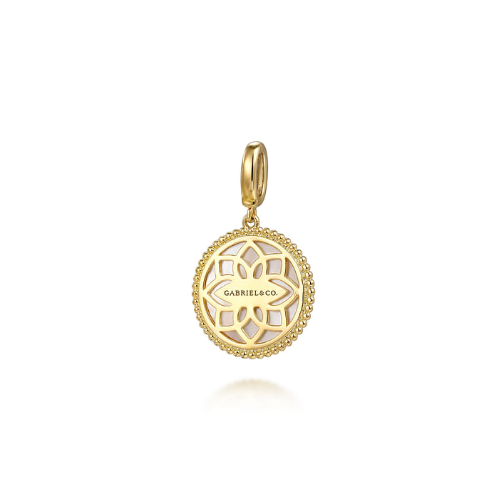 Gabriel & Co. 14K Yellow Gold Bujukan Diamond and Mother of Pearl Medallion Pendant