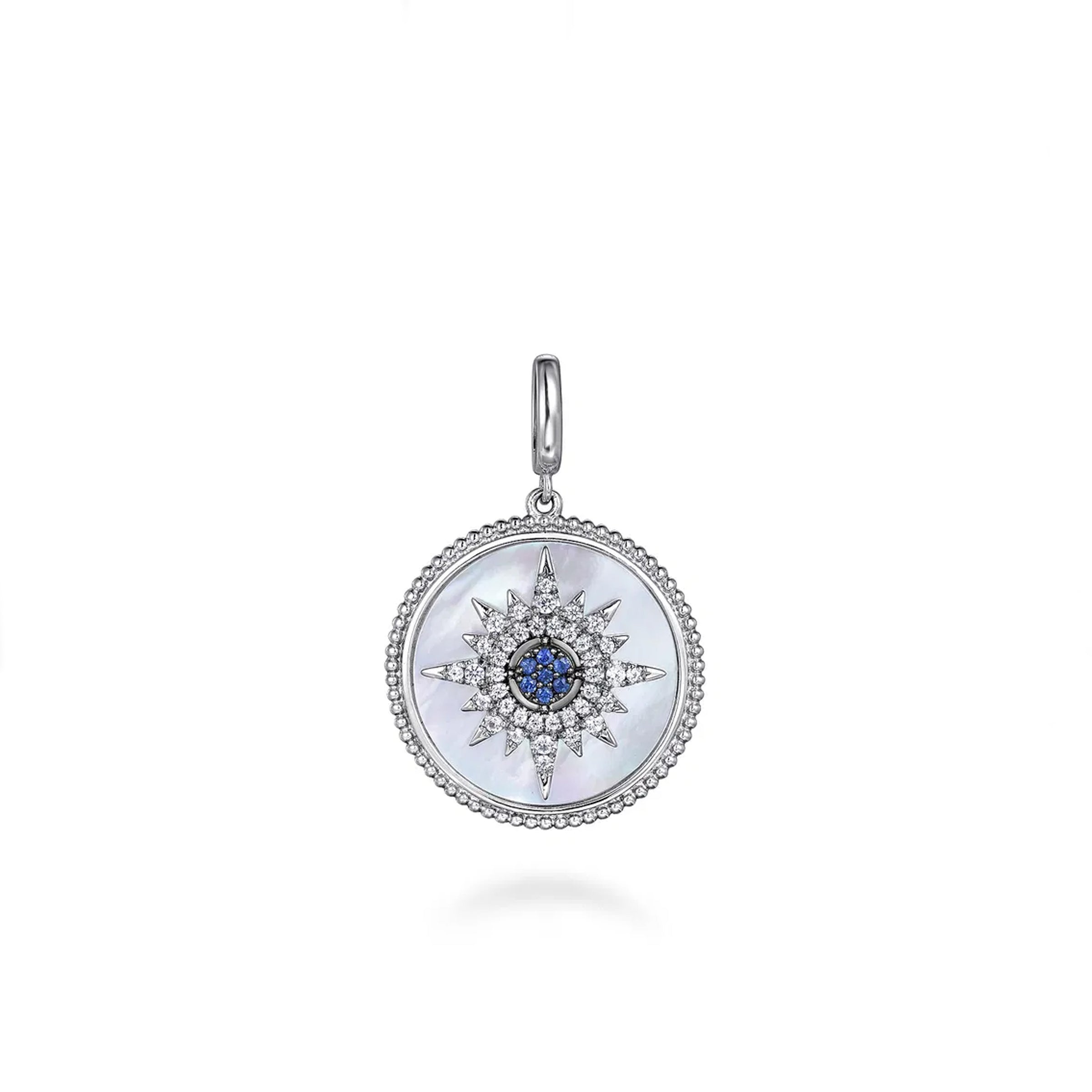 Gabriel & Co. Sterling Silver Starburst Blue Sapphire and White Sapphire Bujukan Medallion Pendant