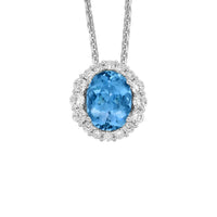 18K White Gold Pendant necklace with Aquamarine and Diamonds